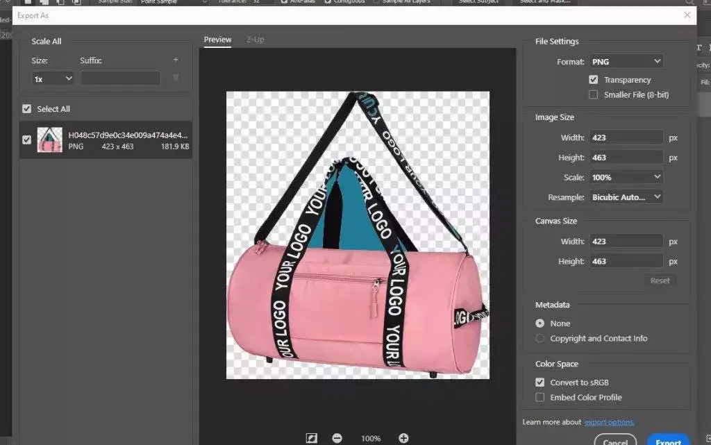 How to make transparent background image: Step 4