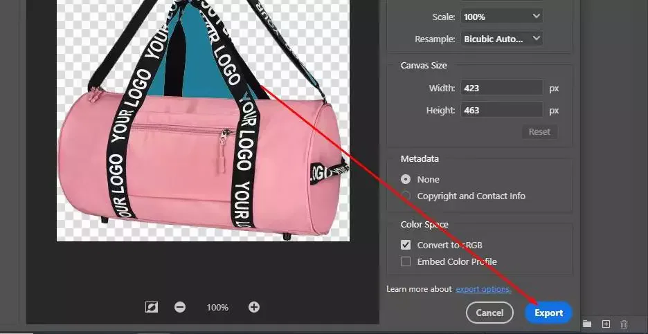 How to make transparent background image: Step 5