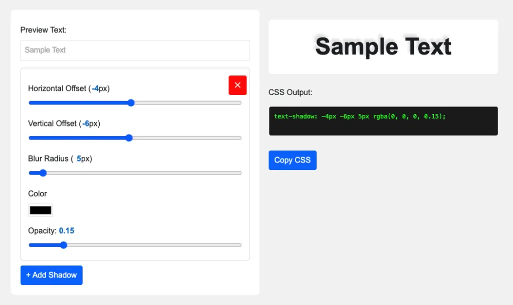 Multiple Text Shadow Generator