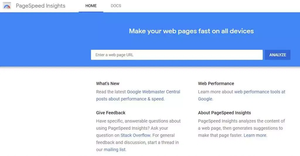 Google Page Speed Insights 