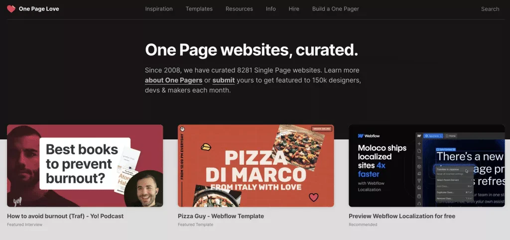 Free Sites to Download Stunning Web Templates-One Page Love